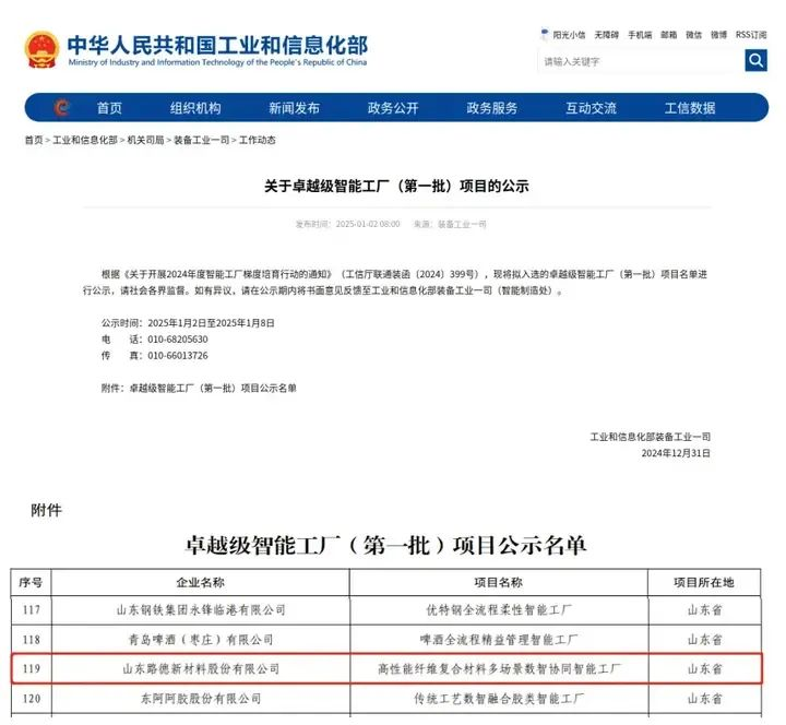 全市首个！山东路德入选首批卓越级智能工厂公示名单